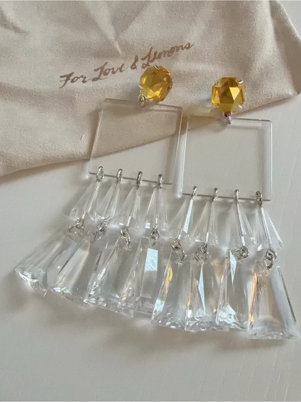 For Love & Lemons Jordyn Earrings - Crystal Clear - Picture 2 of 7